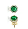 Rachel Glauber Round Colored Cubic Zirconia Halo Stud Earrings In Green