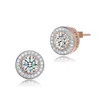 Rachel Glauber Round Halo Stud Earrings With Clear Cubic Zirconia In Multi