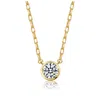 Rachel Glauber Round Stud Necklace With Clear Cubic Zirconia In Gold