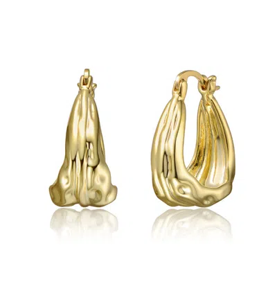 Rachel Glauber Sculptural Waterfall Hoop Earrings In Gold