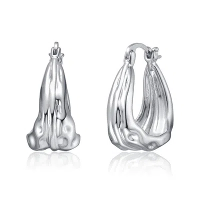 Rachel Glauber Sculptural Waterfall Hoop Earrings In White