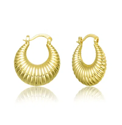 Rachel Glauber Seashell Saddle Back Hoop Earrings In Gold
