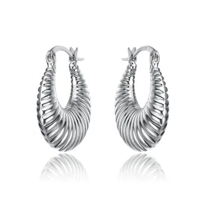 Rachel Glauber Seashell Saddle Back Hoop Earrings In White