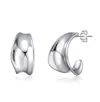 Rachel Glauber Serene Waves Mini Open Huggie Hoop Earrings In White