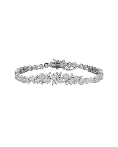 Rachel Glauber Silver Cz Bracelet In Metallic