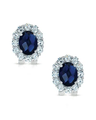 Rachel Glauber Silver Cz Earrings In Red