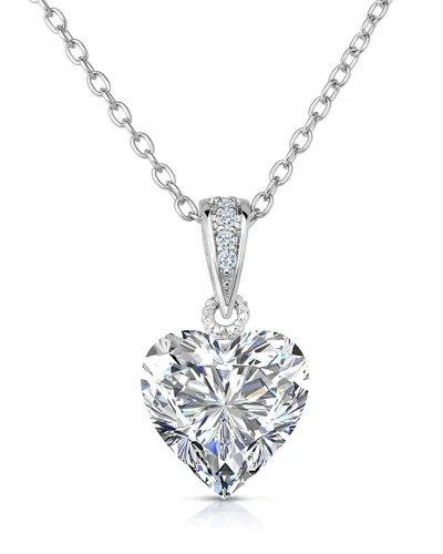 Rachel Glauber Silver Cz Heart Pendant Necklace