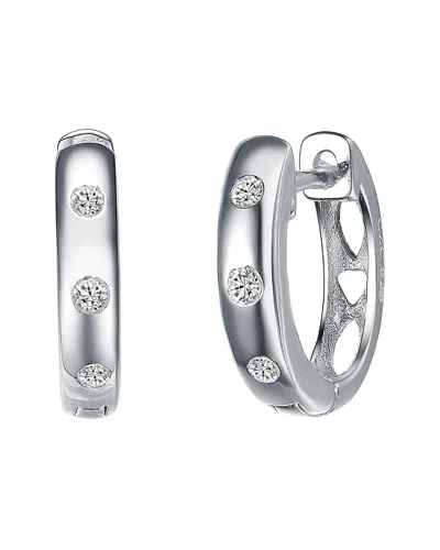 Rachel Glauber Silver Cz Hoop Earrings In Metallic