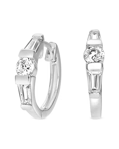 Rachel Glauber Silver Cz Hoops In Neutral