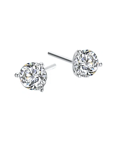 Rachel Glauber Silver Cz Stud Earrings