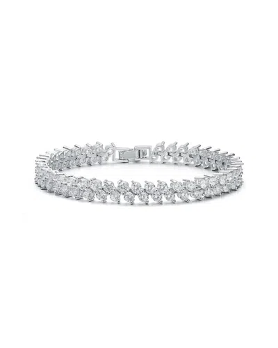 Rachel Glauber Silver Cz Tennis Bracelet In Metallic