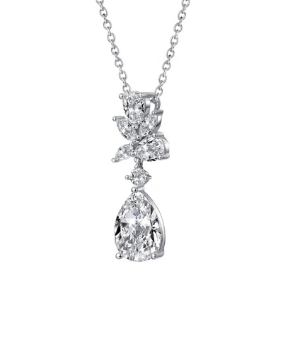 Rachel Glauber White Gold Plated With Clear Cubic Zirconia Teardr
