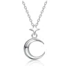 Rachel Glauber Sleek Crescent Moon And Star Drop Necklace In Silver