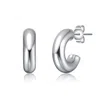 Rachel Glauber Slim Mini Tubular C-hoop Earrings In White