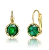 Rachel Glauber Solitaire Drop Earrings With Colored Cubic Zirconia In Green