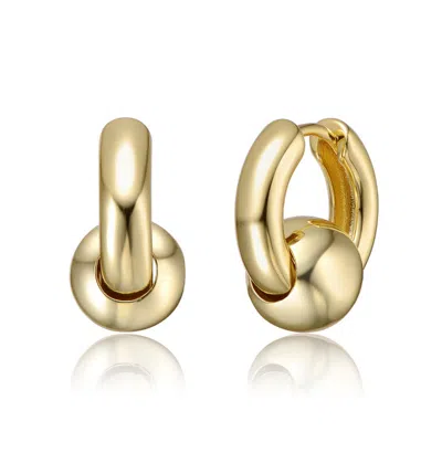 Rachel Glauber Spring Ring With Round Ball Huggie Hoop Earrings In Gold