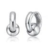 Rachel Glauber Spring Ring With Round Ball Huggie Hoop Earrings In White