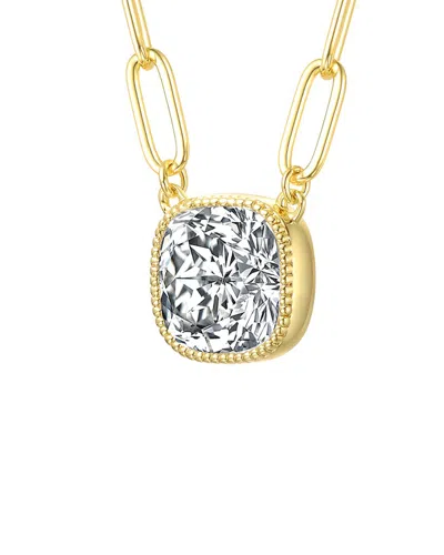 Rachel Glauber Square Bezel Set Clear Cubic Zirconia Solitaire Ne