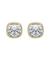 Rachel Glauber Square Bezel Set Clear Cubic Zirconia Stud Earring In Gold