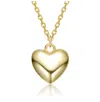 Rachel Glauber Sterling Silver 14k Gold Plated Shiny Heart Pendant Necklace In Gold