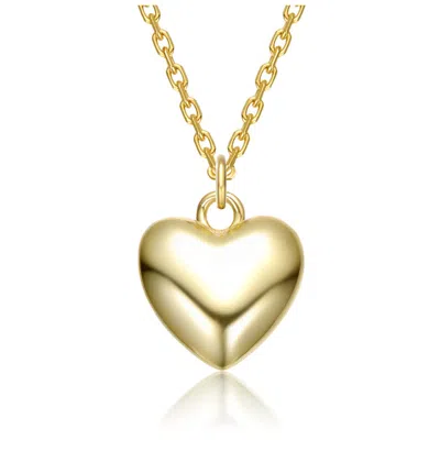 Rachel Glauber Sterling Silver 14k Gold Plated Shiny Heart Pendant Necklace