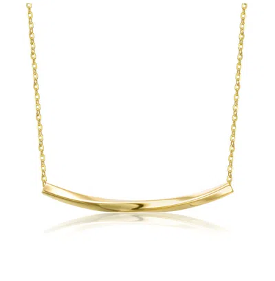 Rachel Glauber Sterling Silver 14k Gold Plated Sleek Bar Necklace