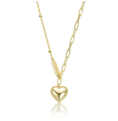 Rachel Glauber Sterling Silver 14k Gold Plated Sleek Heart Pendant Chain Necklace