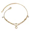 Rachel Glauber Sterling Silver 14k Gold Plated With Clear Cubic Zirconia Anklet