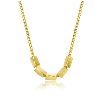 Rachel Glauber Sterling Silver 14k Gold Plated With Rectangular Beaded Chain Necklace