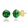 Rachel Glauber Stud Earrings With Colored Cubic Zirconia In Green