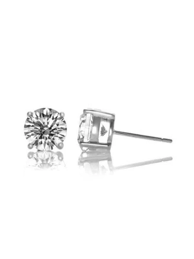 Rachel Glauber Stud Earrings With Colored Cubic Zirconia In Silver