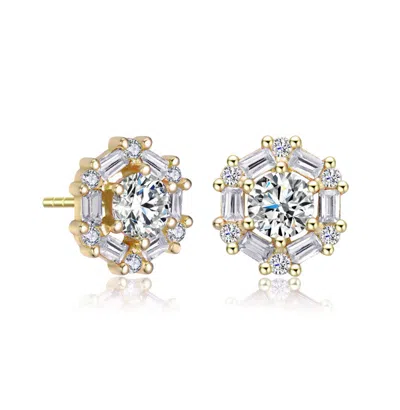 Rachel Glauber 14k Plated Cz Studs In Gold