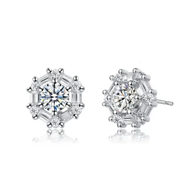 Rachel Glauber Stylish Halo Stud Earrings In Silver