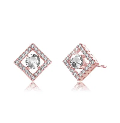 Rachel Glauber Stylish Halo Stud Earrings With Colored Cubic Zirconia In Multi
