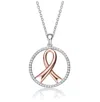 Rachel Glauber Teens/young Adults Two Tone Ribbon In Open Circle Pendant Necklace In Pink