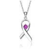 RACHEL GLAUBER TEENS/YOUNG ADULTS WHITE GOLD PLATED PURPLE STONE IN RIBBON PENDANT NECKLACE