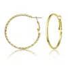 RACHEL GLAUBER TEXTURED ROPE ROUND HOOP EARRINGS