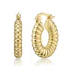 Rachel Glauber Tubular Ribbed Round Hoop Earrings In Gold