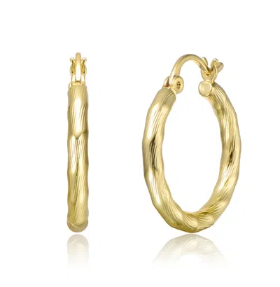 Rachel Glauber Twisted Hoop Earrings In Gold