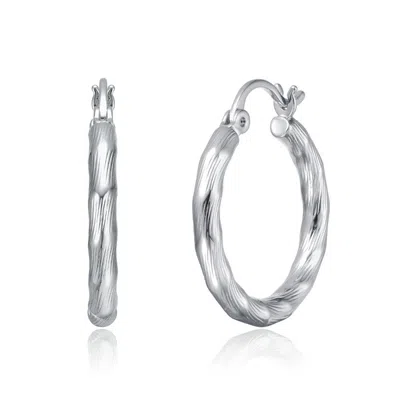 Rachel Glauber Twisted Hoop Earrings In White