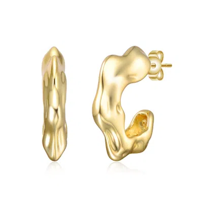 Rachel Glauber Twisted Open Hoop Earrings In Gold