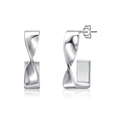 Rachel Glauber Twisted Semi-hoop Earrings In White