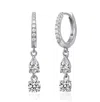 Rachel Glauber Rhodium Plated Cz Drop Earrings In Silver