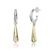 Rachel Glauber Two-tone C-hoop Briolette Drop Earrings In White