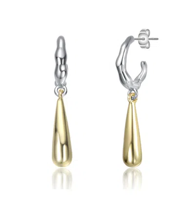 Rachel Glauber Two-tone C-hoop Briolette Drop Earrings In White