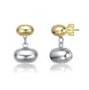 Rachel Glauber Two-tone Double Bead & Chain Dangle Earrings In White