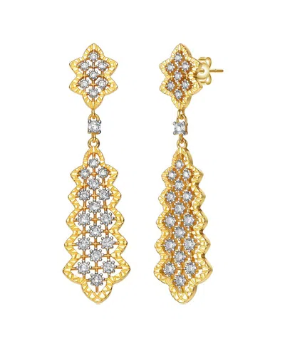 Rachel Glauber Two-tone Plated Cz Dangle Earrings