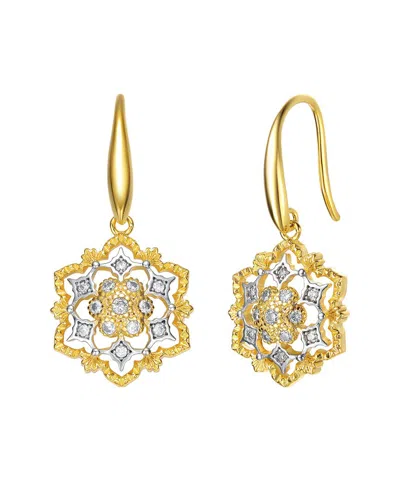 Rachel Glauber Two-tone Plated Cz Dangle Earrings