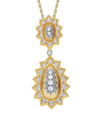 Rachel Glauber Two-tone Plated Cz Necklace