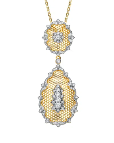 Rachel Glauber Two-tone Plated Cz Necklace